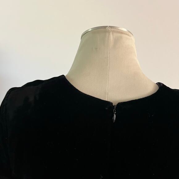 Vtg Y2K 2000s Black Velvet Sweetheart Neckline Dress 14 Whimsygoth Fairy Grunge - Picture 6 of 8